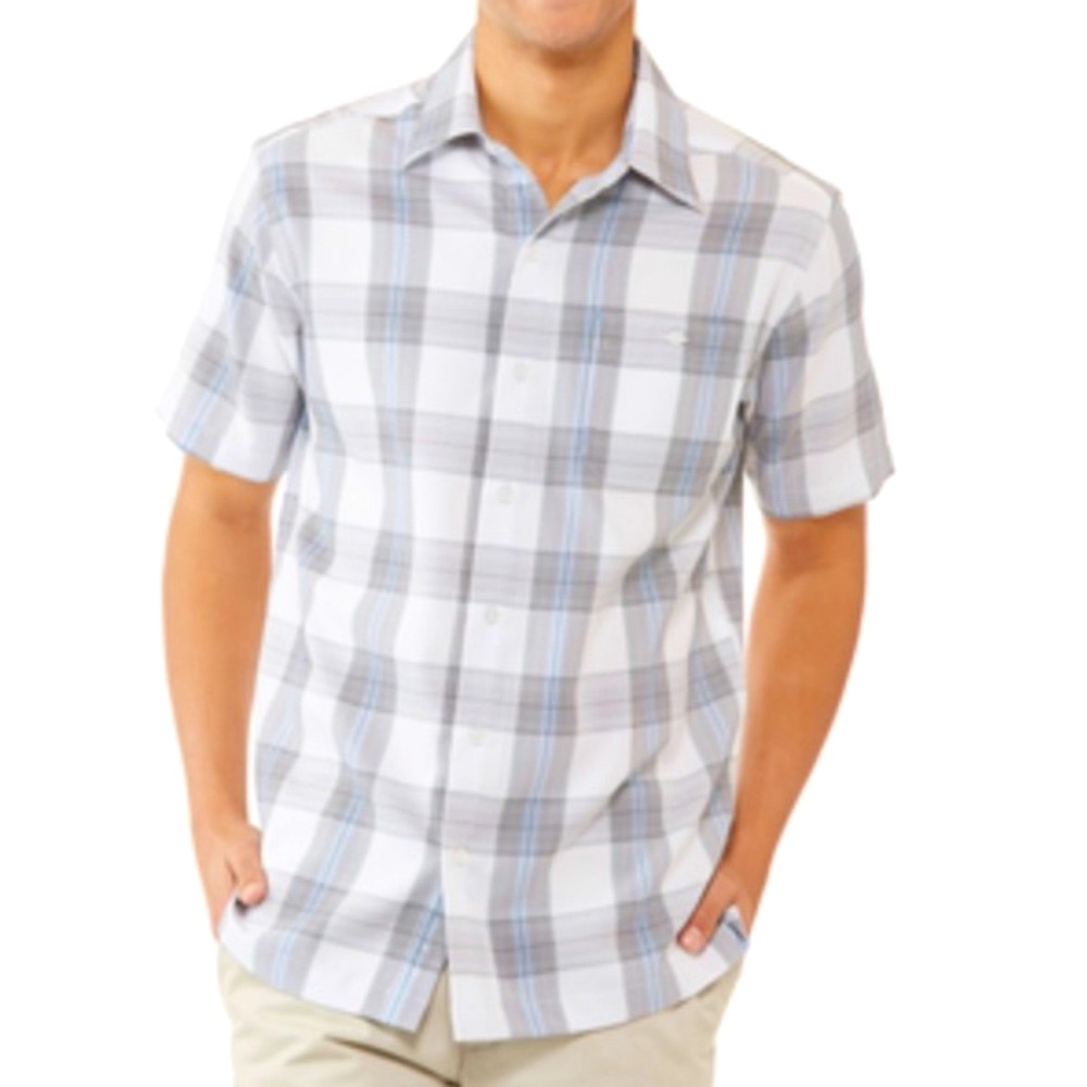 NWT Haggar Men’s Cool 18 Tec Microfiber Woven Plaid Shirt